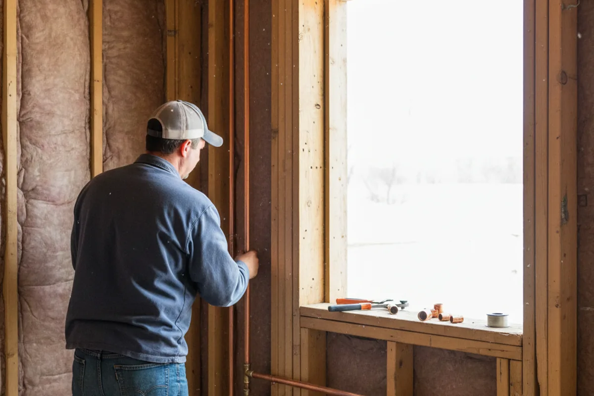 Licensed plumber running new copper supply lines in a Pikeville home